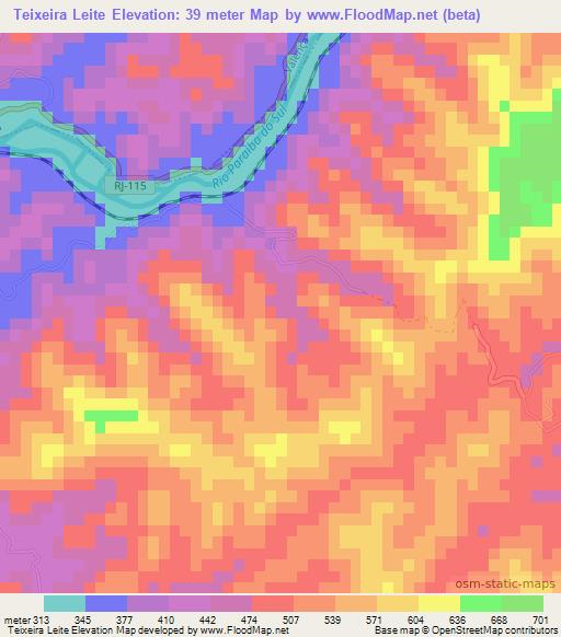 Teixeira Leite,Brazil Elevation Map