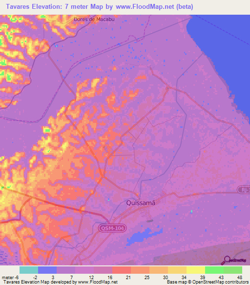 Tavares,Brazil Elevation Map