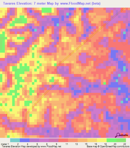 Tavares,Brazil Elevation Map