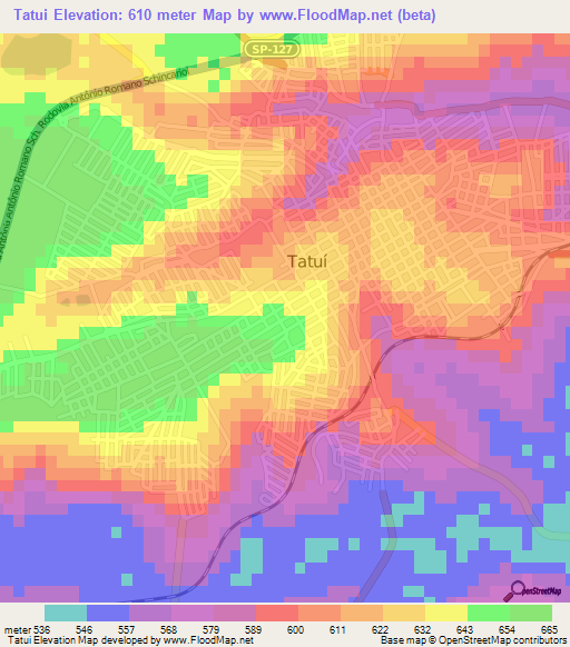 Tatui,Brazil Elevation Map