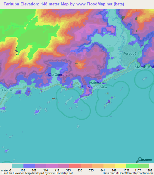 Tarituba,Brazil Elevation Map