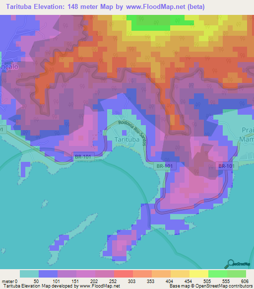 Tarituba,Brazil Elevation Map