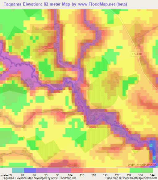 Taquaras,Brazil Elevation Map