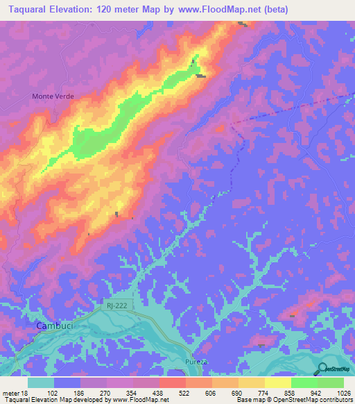 Taquaral,Brazil Elevation Map