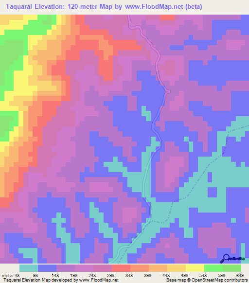 Taquaral,Brazil Elevation Map