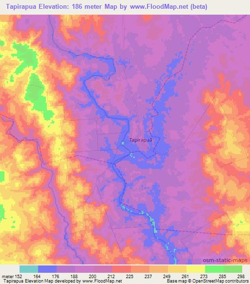 Tapirapua,Brazil Elevation Map