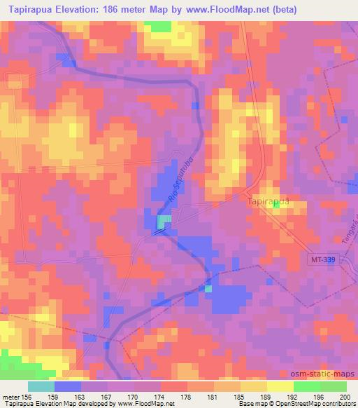 Tapirapua,Brazil Elevation Map