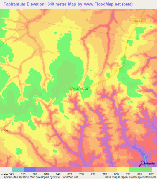 Tapiramuta,Brazil Elevation Map