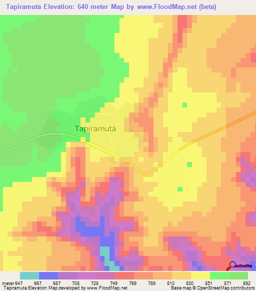 Tapiramuta,Brazil Elevation Map