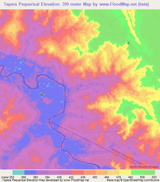 Tapera Pequerizal,Brazil Elevation Map