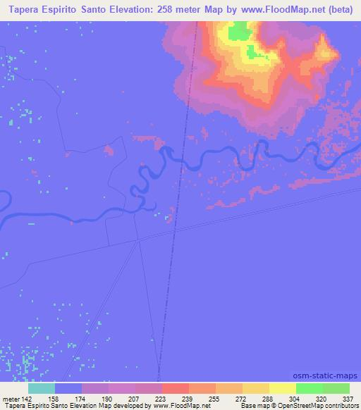 Tapera Espirito Santo,Brazil Elevation Map