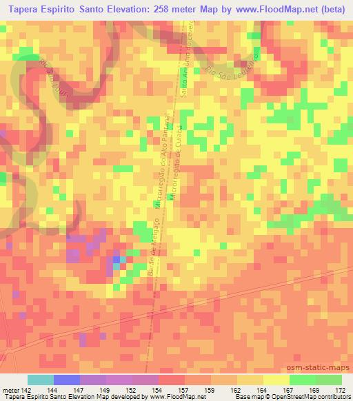 Tapera Espirito Santo,Brazil Elevation Map