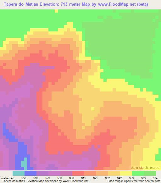 Tapera do Matias,Brazil Elevation Map