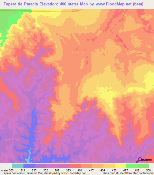 Tapera de Parecis,Brazil Elevation Map