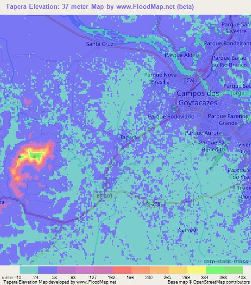 Tapera,Brazil Elevation Map