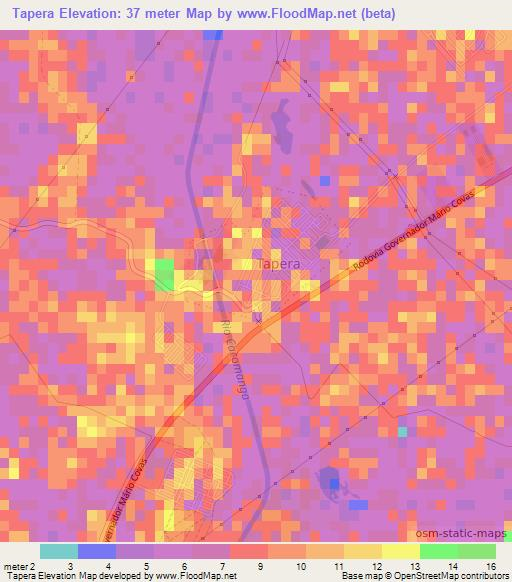 Tapera,Brazil Elevation Map