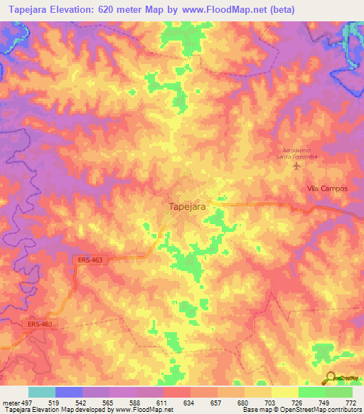 Tapejara,Brazil Elevation Map