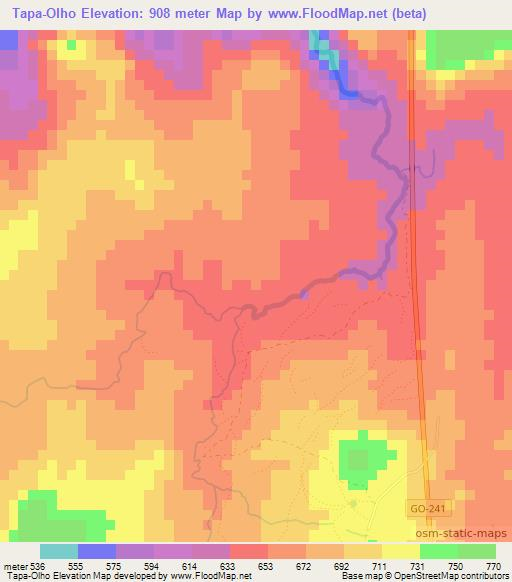 Tapa-Olho,Brazil Elevation Map