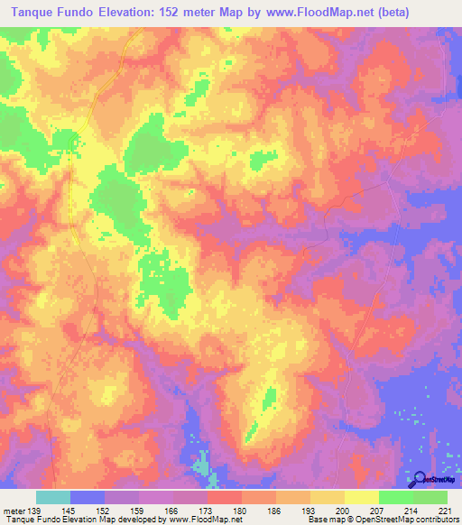 Tanque Fundo,Brazil Elevation Map