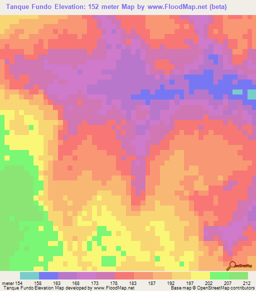 Tanque Fundo,Brazil Elevation Map