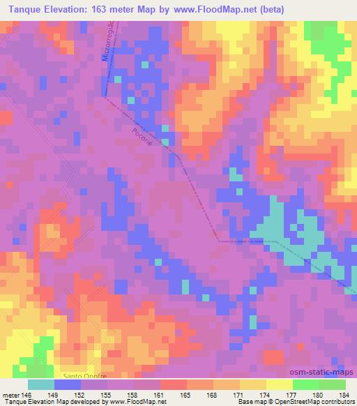 Tanque,Brazil Elevation Map