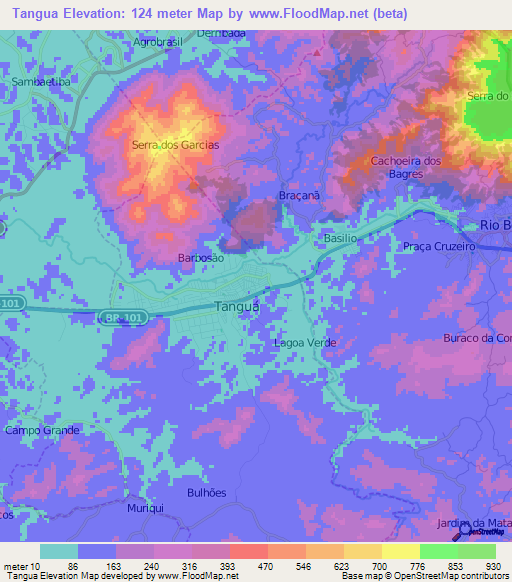 Tangua,Brazil Elevation Map