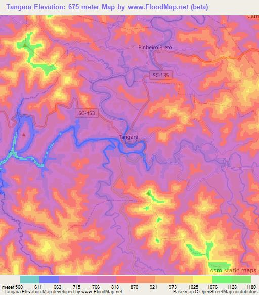 Tangara,Brazil Elevation Map