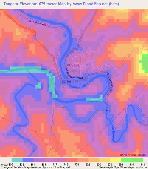 Tangara,Brazil Elevation Map