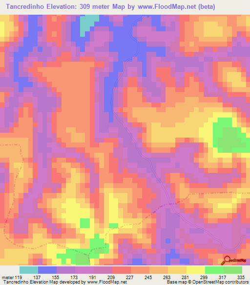 Tancredinho,Brazil Elevation Map