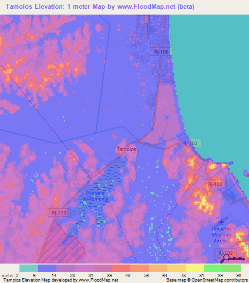 Tamoios,Brazil Elevation Map