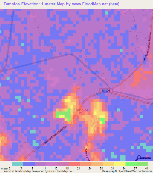 Tamoios,Brazil Elevation Map