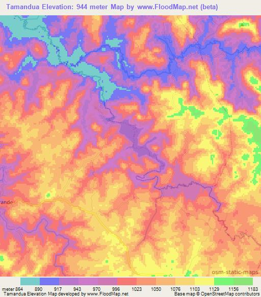 Tamandua,Brazil Elevation Map