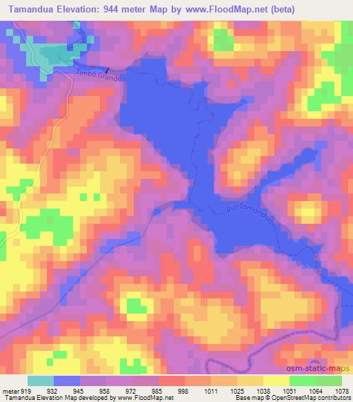 Tamandua,Brazil Elevation Map