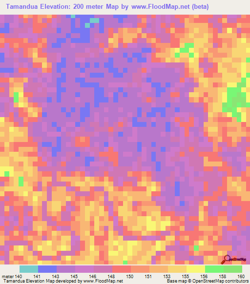 Tamandua,Brazil Elevation Map