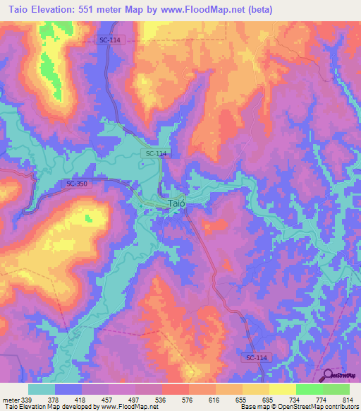 Taio,Brazil Elevation Map