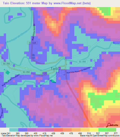 Taio,Brazil Elevation Map