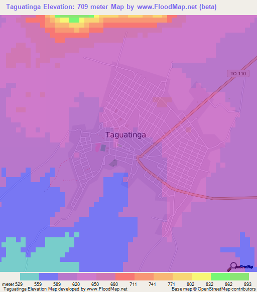 Taguatinga,Brazil Elevation Map