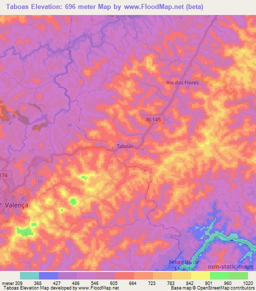 Taboas,Brazil Elevation Map