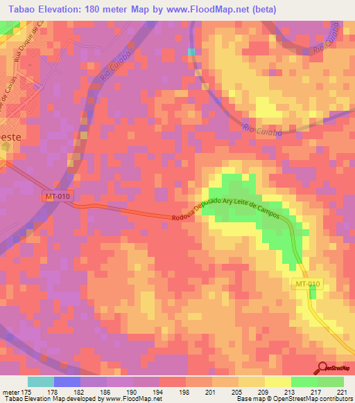 Tabao,Brazil Elevation Map