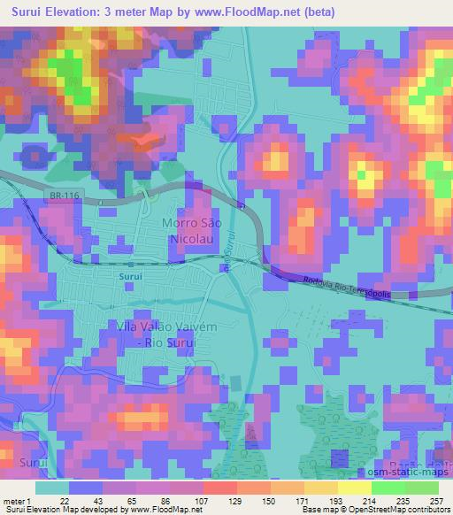 Surui,Brazil Elevation Map