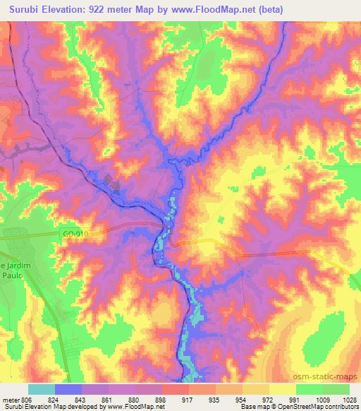 Surubi,Brazil Elevation Map