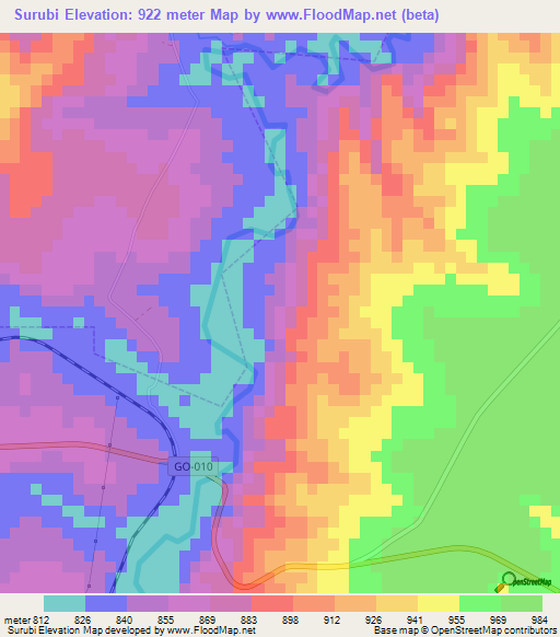 Surubi,Brazil Elevation Map