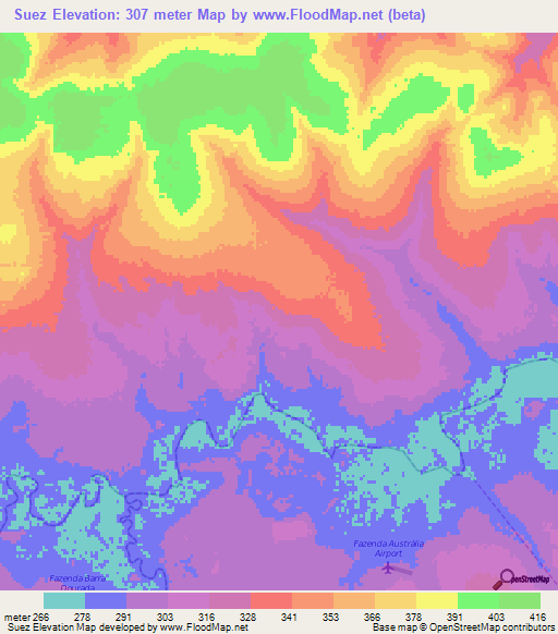 Suez,Brazil Elevation Map