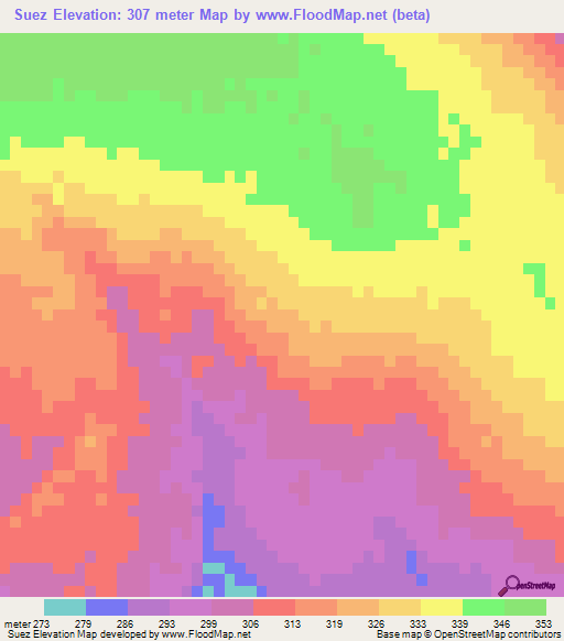 Suez,Brazil Elevation Map