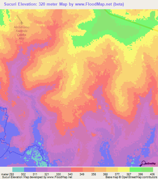 Sucuri,Brazil Elevation Map