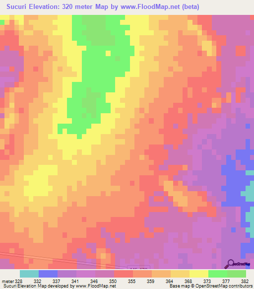 Sucuri,Brazil Elevation Map