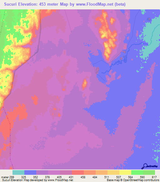 Sucuri,Brazil Elevation Map