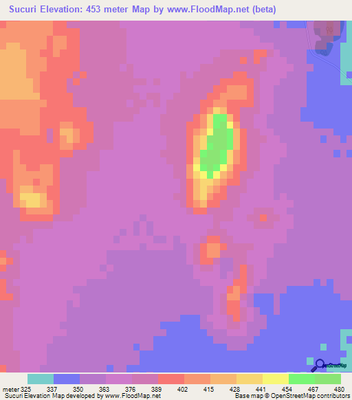 Sucuri,Brazil Elevation Map