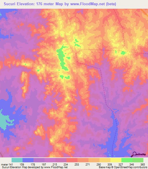 Sucuri,Brazil Elevation Map