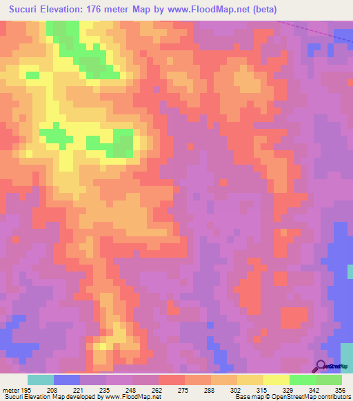 Sucuri,Brazil Elevation Map